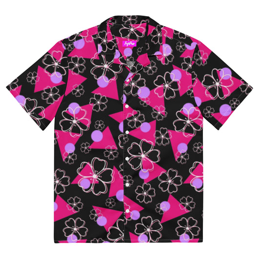 Retro Sakura Hawaiian Button Shirt